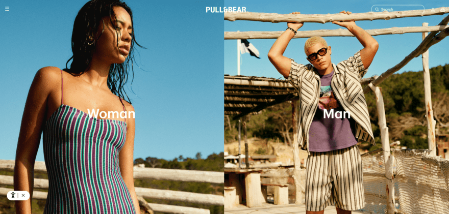 Pull & Bear Screenshot from the Pull & Bear home page