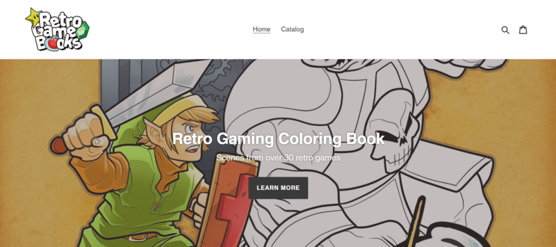 retro game books (1) homepage of a online store featuring retro Zelda art