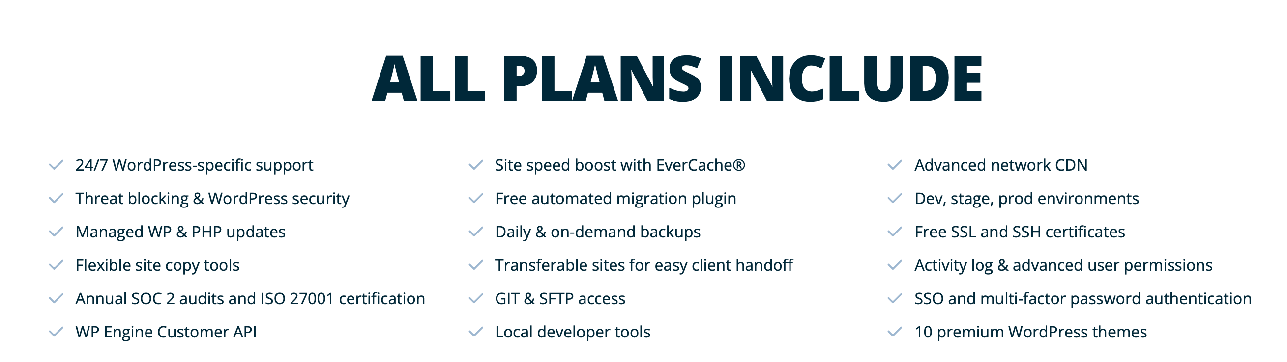 WP Engine plan features WP Engine plan features