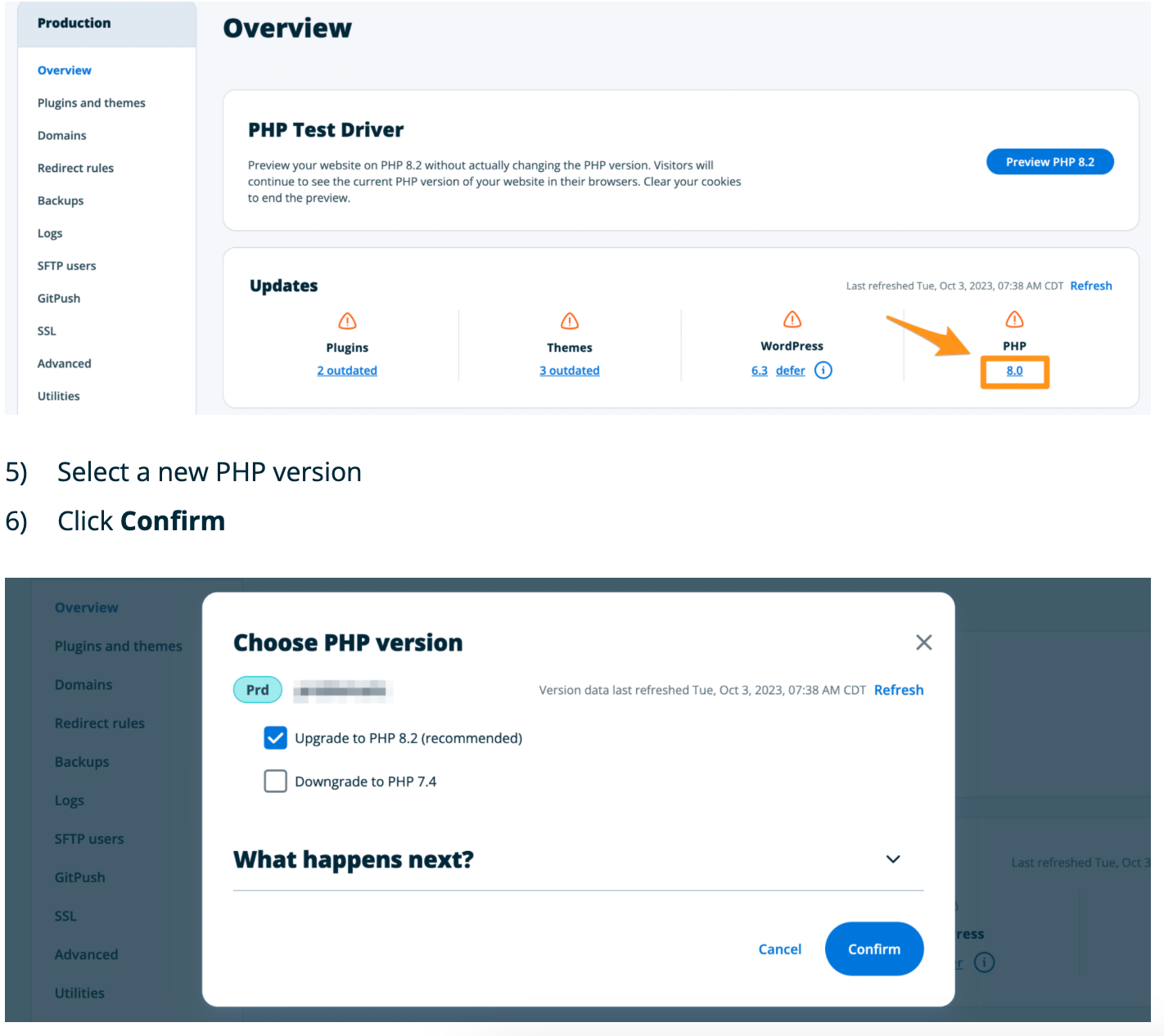 WP Engine PHP version WP Engine PHP version