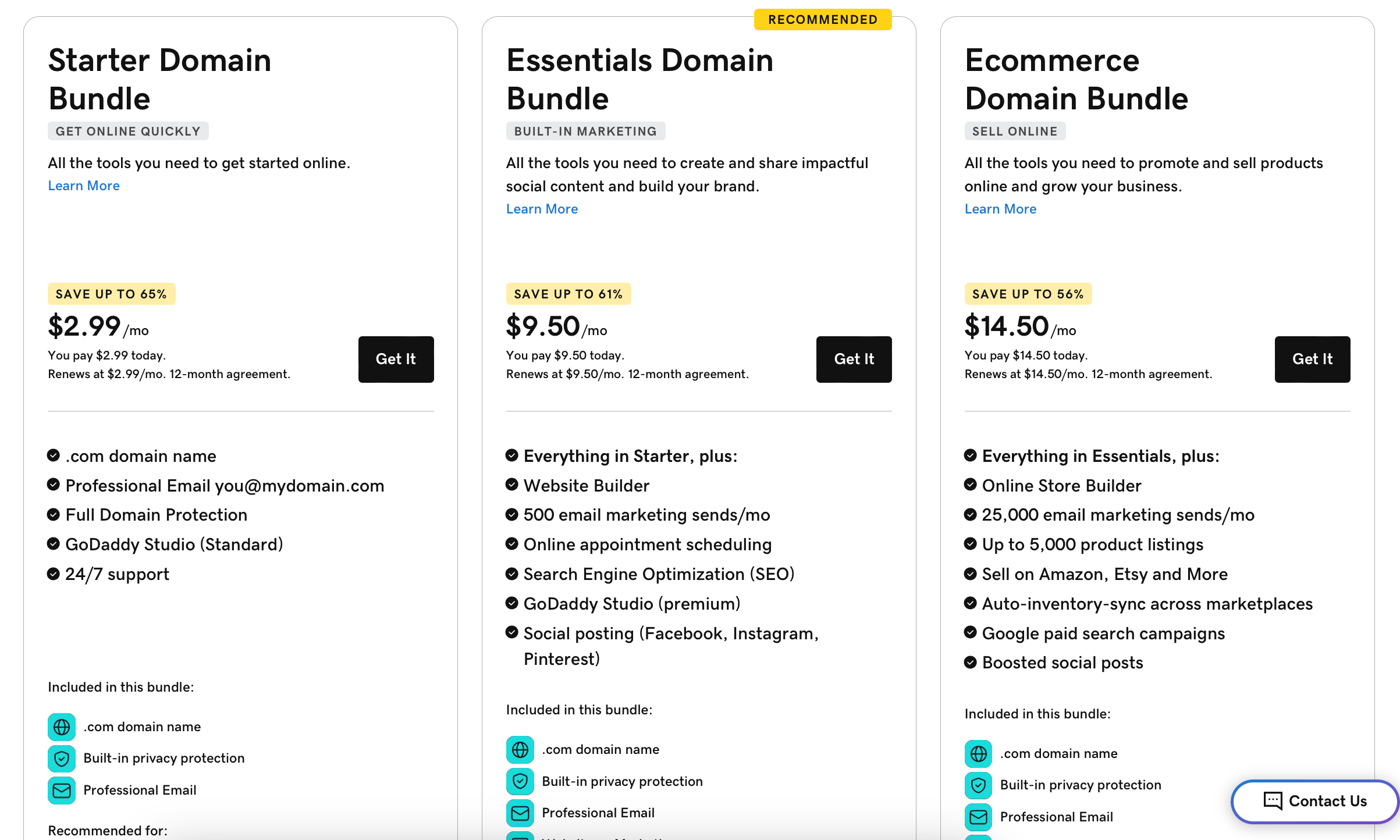Screenshot 2024-03-13 at 11.09.40 AM GoDaddy bundles