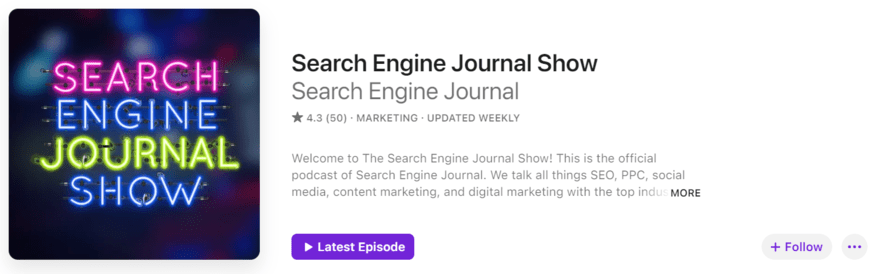 search engine journal show Search Engine Journal Show podcast profile on Apple Podcasts