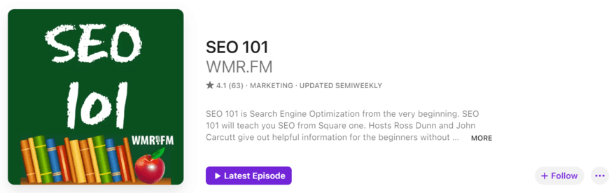 seo 101 SEO 101 podcast profile on Apple Podcasts