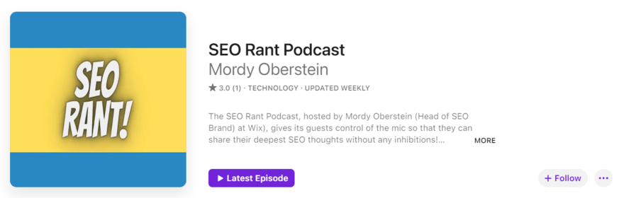 SEO rant SEO Rant podcast profile on Apple Podcasts