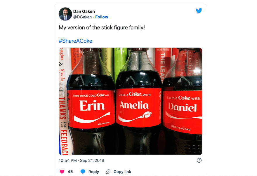 Share a Coke Twitter screenshot Share a Coke Twitter screenshot