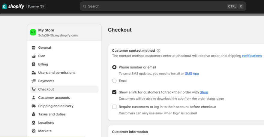 Shopify checkout customization Shopify settings page to customize the checkout page