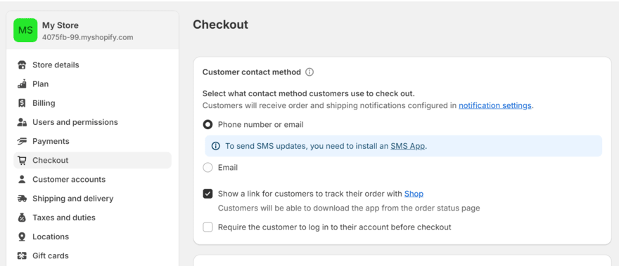 Shopify checkout settings Shopify's checkout settings