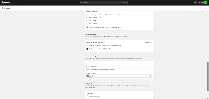 Shopify Payments Fraud Detection Screenshot of Shopify's fraud detection tools from the Shopify Payments dashboard.