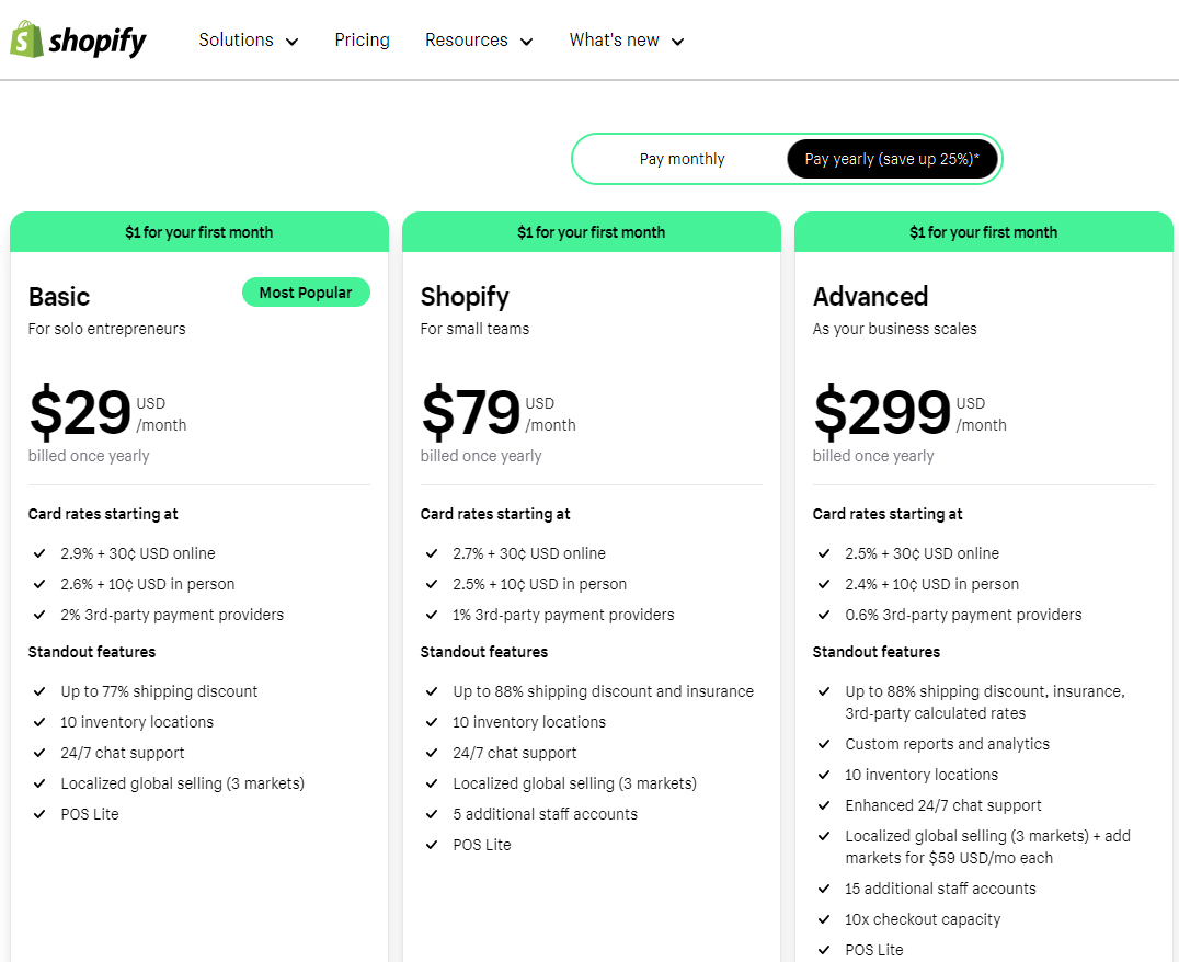 shopify pricing new deal