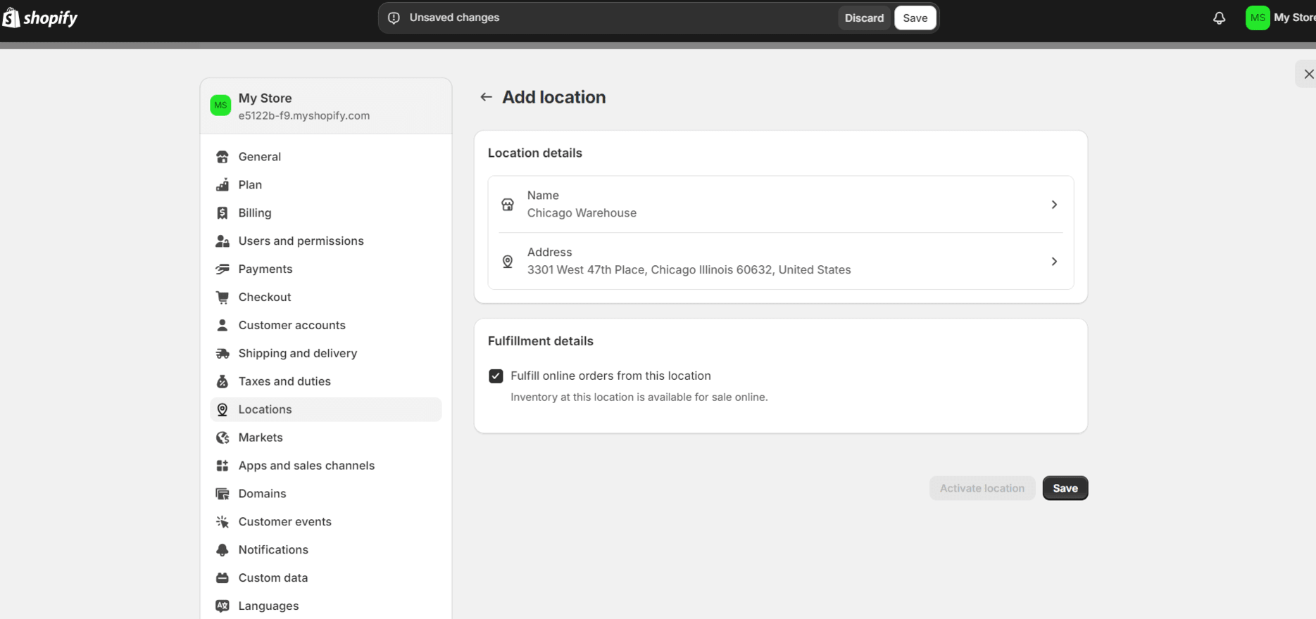 Shopify Shipping add address shopify settings adding location to store