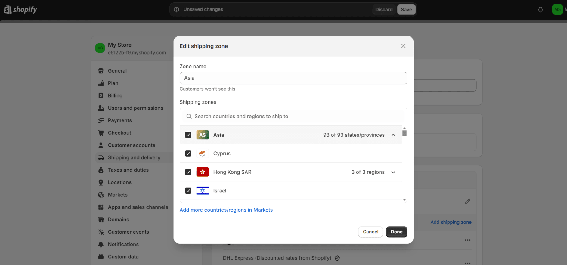 Shopify Shipping add shipping zone adding a shipping zone within the shopify shipping settings