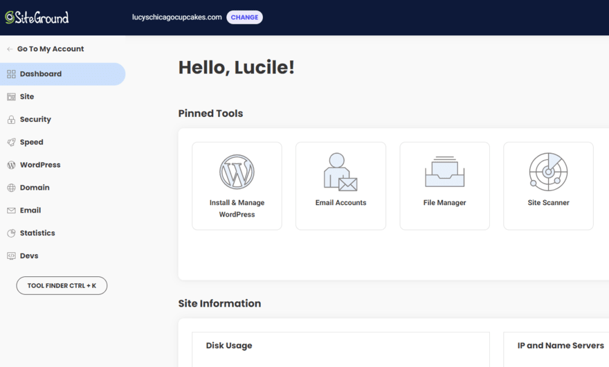 SiteGround cPanel SiteGround cPanel dashboard