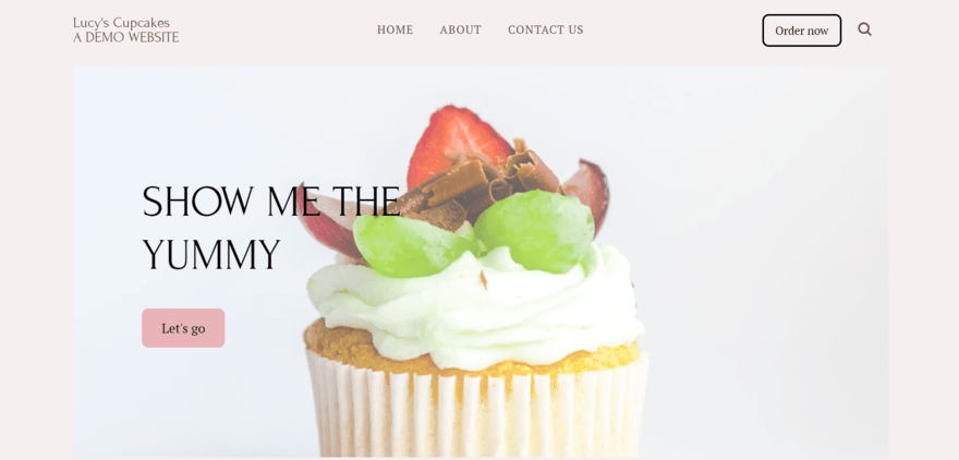 Square Online demo website homepage Demo bakery website built with Square Online showing a cupcake and navigation buttons