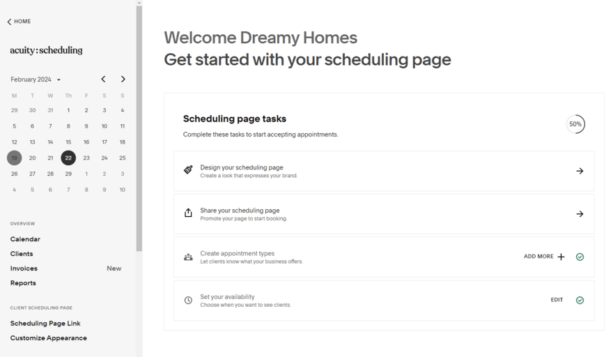 Squarespace Acuity scheduling Squarespace Acuity Scheduling dashboard