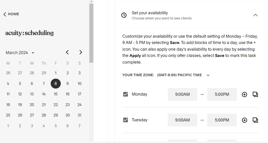 Squarespace Acuity Squarespace Acuity scheduling dashboard