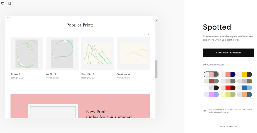 squarespace art template Preview of a squarespace template for an artist website