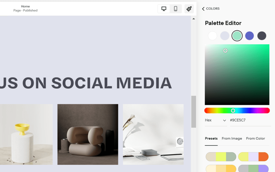 Squarespace color palette editor Color palette editor in Squarespace's website builder