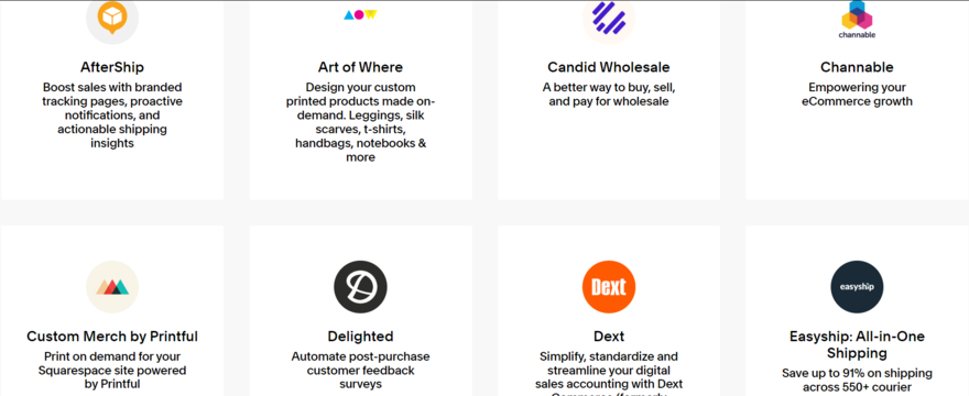 Squarespace Extensions Eight extensions in Squarespace's extensions library