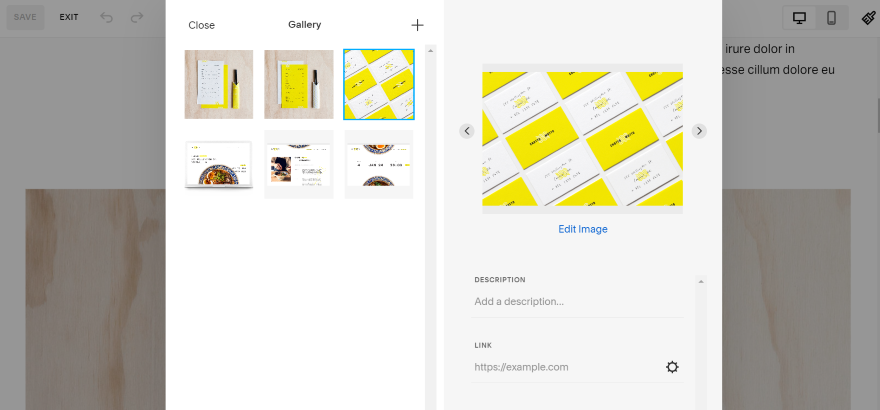 Squarespace Photo Media Portfolio A screenshot showcasing the Squarespace editor interface and gallery management tools.