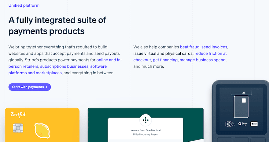 stripe Stripe website page