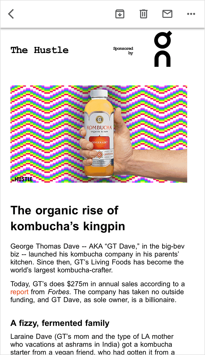 The Hustle monthly newsletter example screenshot The Hustle monthly newsletter example screenshot