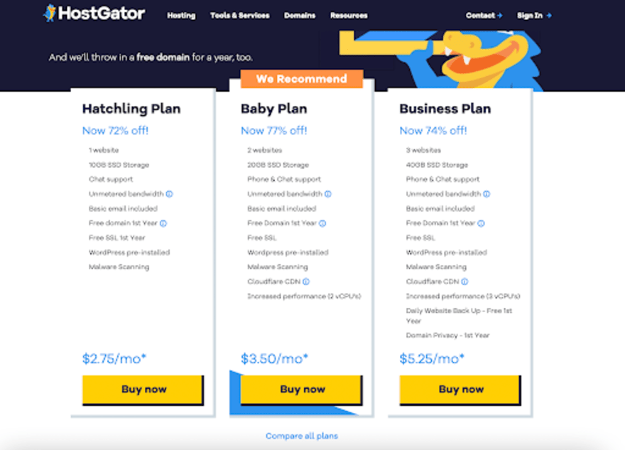 HostGator plans HostGator plans