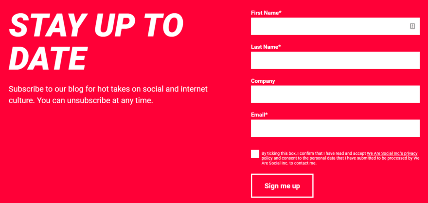 We Are Social We Are Social newsletter sign up form
