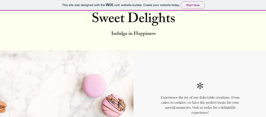 Wix Ads Free Plan Screenshot of a Wix website with an advert banner on the top.