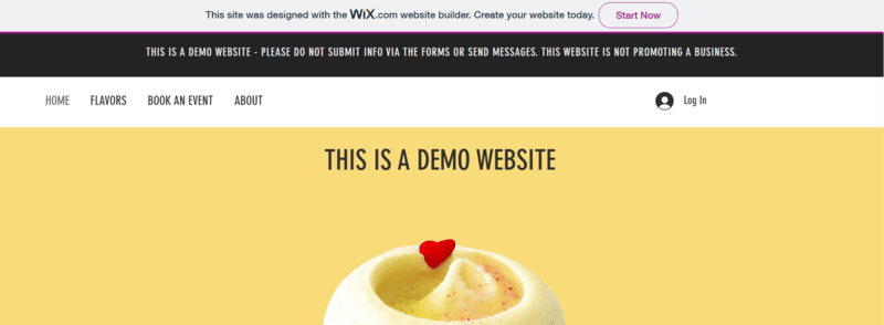 wix ads a wix ad on a demo website for cupcakes
