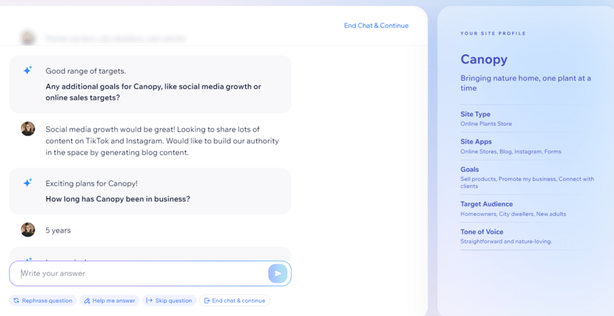 Wix AI chatbot (2) Wix AI chatbot for website creation