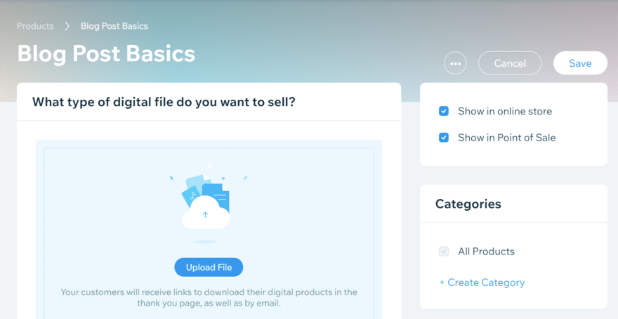 Wix digital products Adding a digital product to Wix
