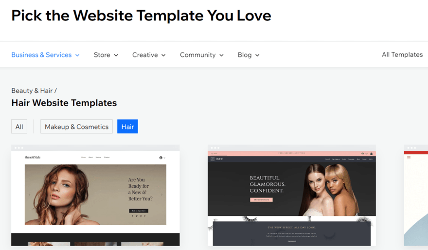 Wix hair templates Hair industry templates in Wix's template library