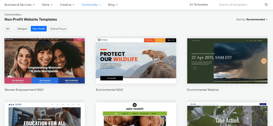 Wix non-profit templates Non-profit Wix templates in template library