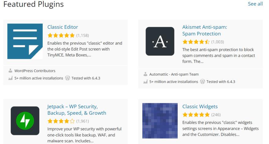 WordPress plugin library WordPress featured plugins in the plugin library