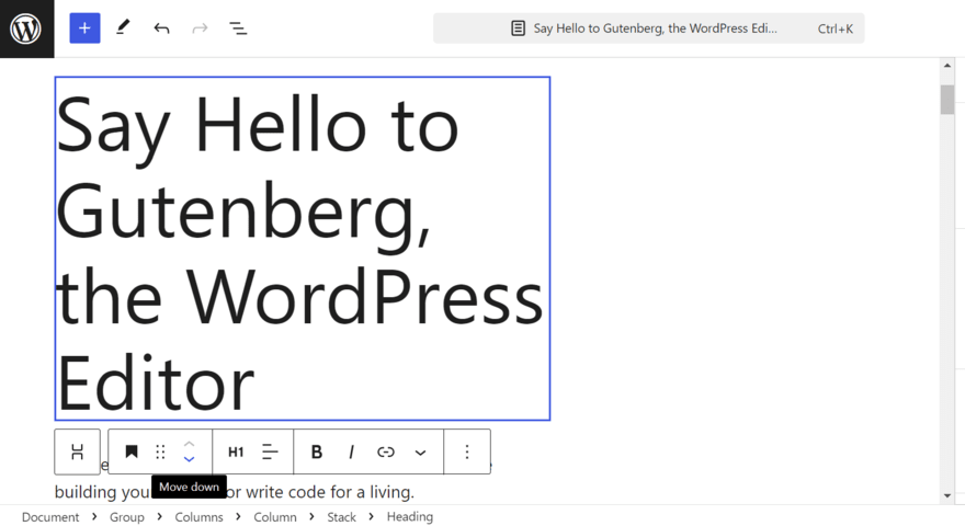WP Gutenberg block editor Gutenberg WordPress editor