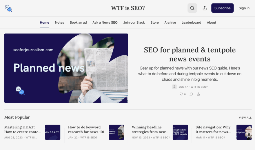 WTF is SEO newsletter homepage (1) WTF is SEO newsletter homepage