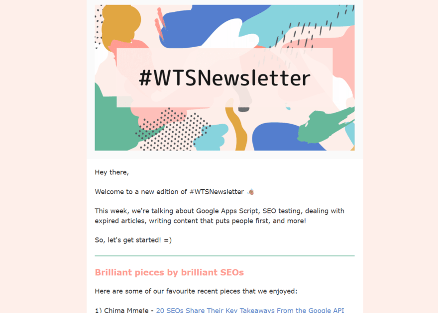 WTS newsletter Women in Tech SEO newsletter