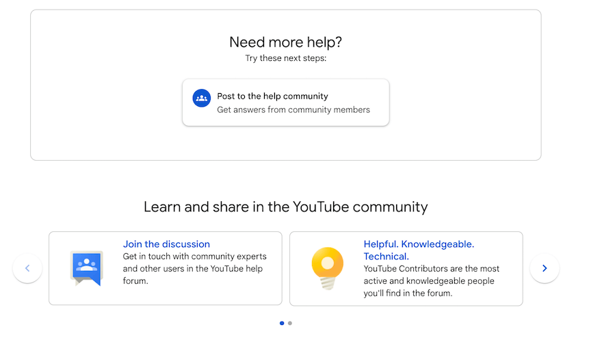 YouTube FAQ page example screenshot 1 YouTube FAQ page example screenshot 1