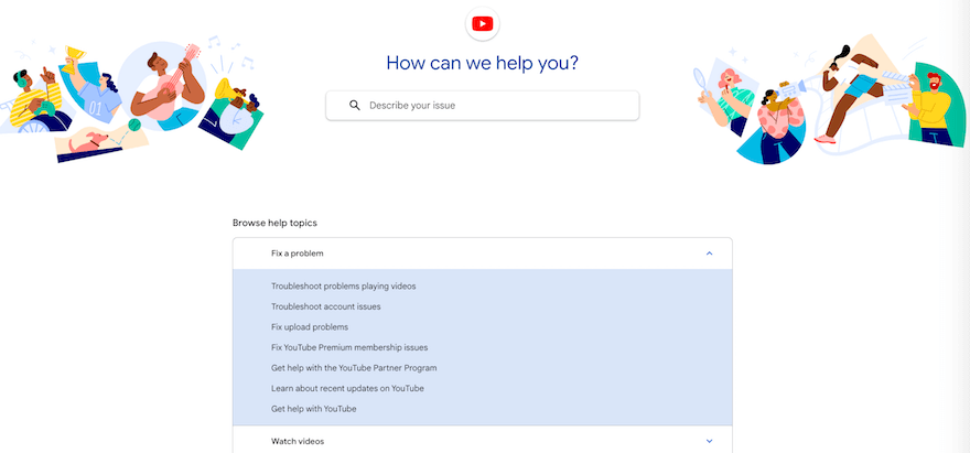 YouTube FAQ page example screenshot 2 YouTube FAQ page example screenshot 2